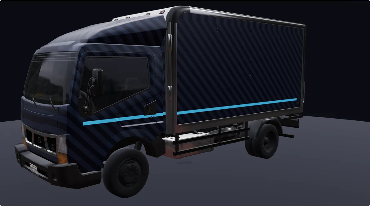 16' Box Truck with a wrap design, 3D preview