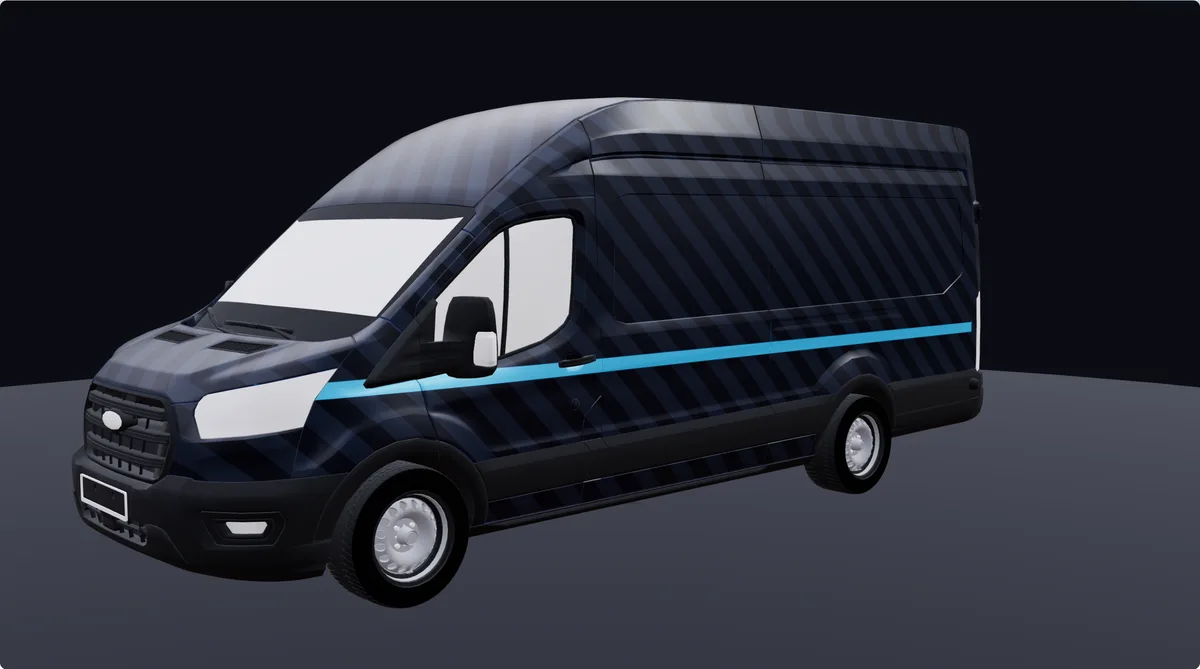Cargo Van with a wrap design, 3D preview