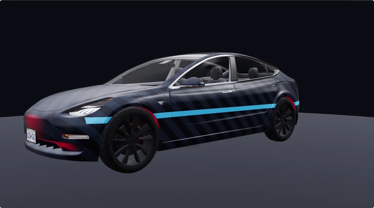 Sedan with a wrap design, 3D preview
